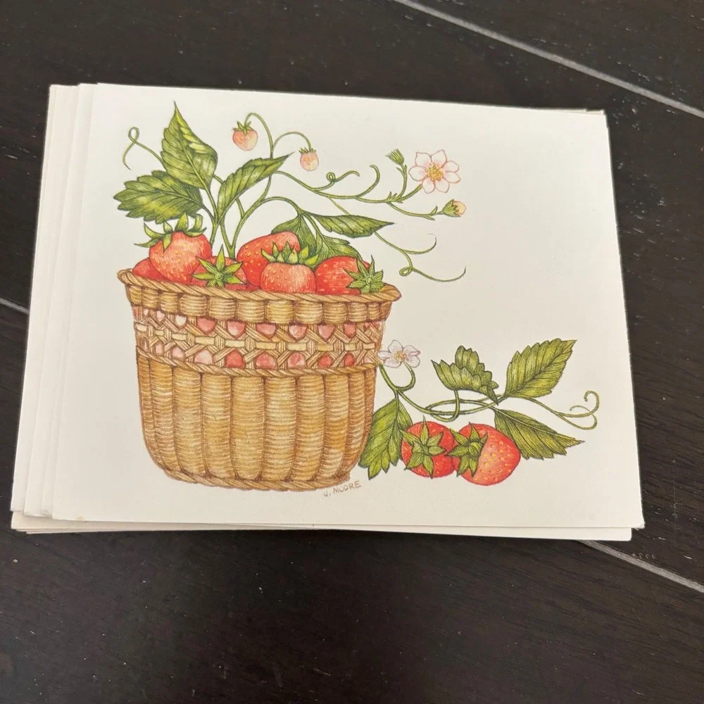 Vintage 1980 Current Inc Fresh Fruit Baskets Note Cards | 8 Count | J Moore Art